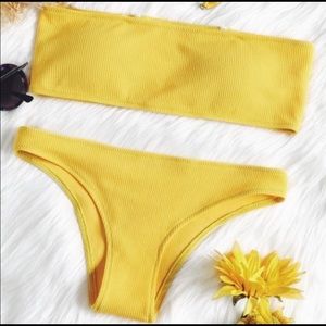 Yellow ribbed zaful bikini